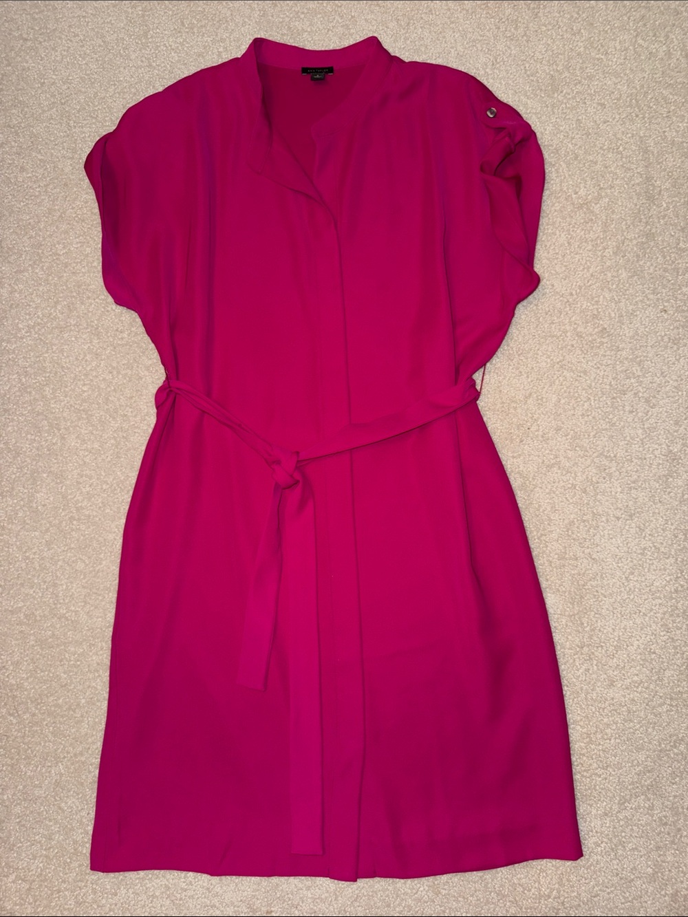 Ann Taylor Magenta Tie Waist Shift Dress Size M